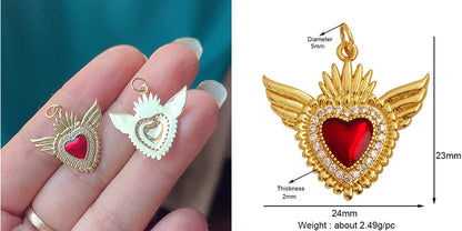 Sacred Red Love Heart Charm 18K Real Gold Plated Pendant-ALOE WINGS STORE