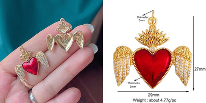 Sacred Red Love Heart Charm 18K Real Gold Plated Pendant-ALOE WINGS STORE