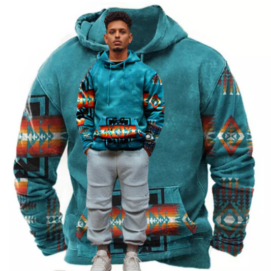 Vintage Native Indian-Inspired Harajuku Hoodie Sweatshirt for Men - ALOE WINGS STORE