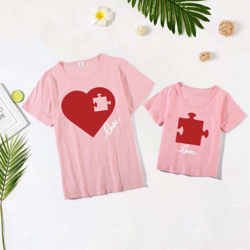 Love Heart Puzzle Design - Mother And Daughter Matching T-Shirt - ALOE WINGS STORE