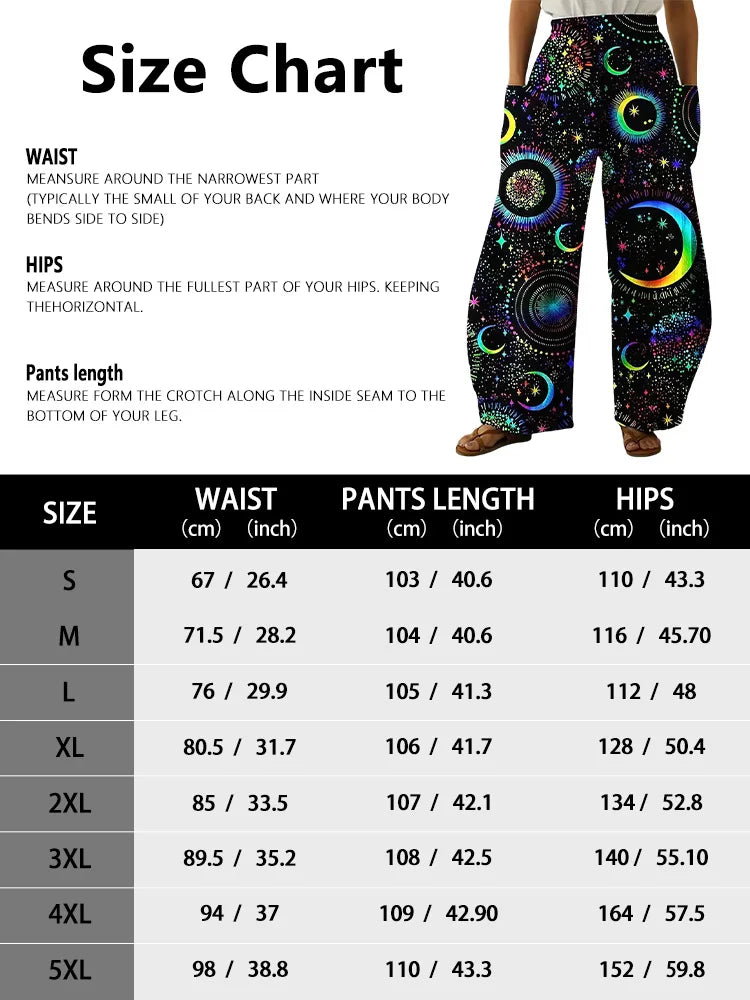 Elegant Cosmic Abstract Wide-Leg Trousers – Unisex Fashion Collection - ALOE WINGS STORE