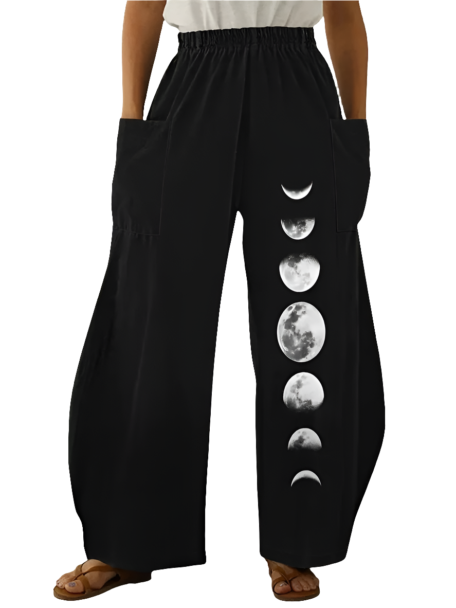 Elegant Cosmic Abstract Wide-Leg Trousers – Unisex Fashion Collection - ALOE WINGS STORE