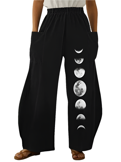 Elegant Cosmic Abstract Wide-Leg Trousers – Unisex Fashion Collection - ALOE WINGS STORE