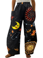 Elegant Cosmic Abstract Wide-Leg Trousers – Unisex Fashion Collection - ALOE WINGS STORE