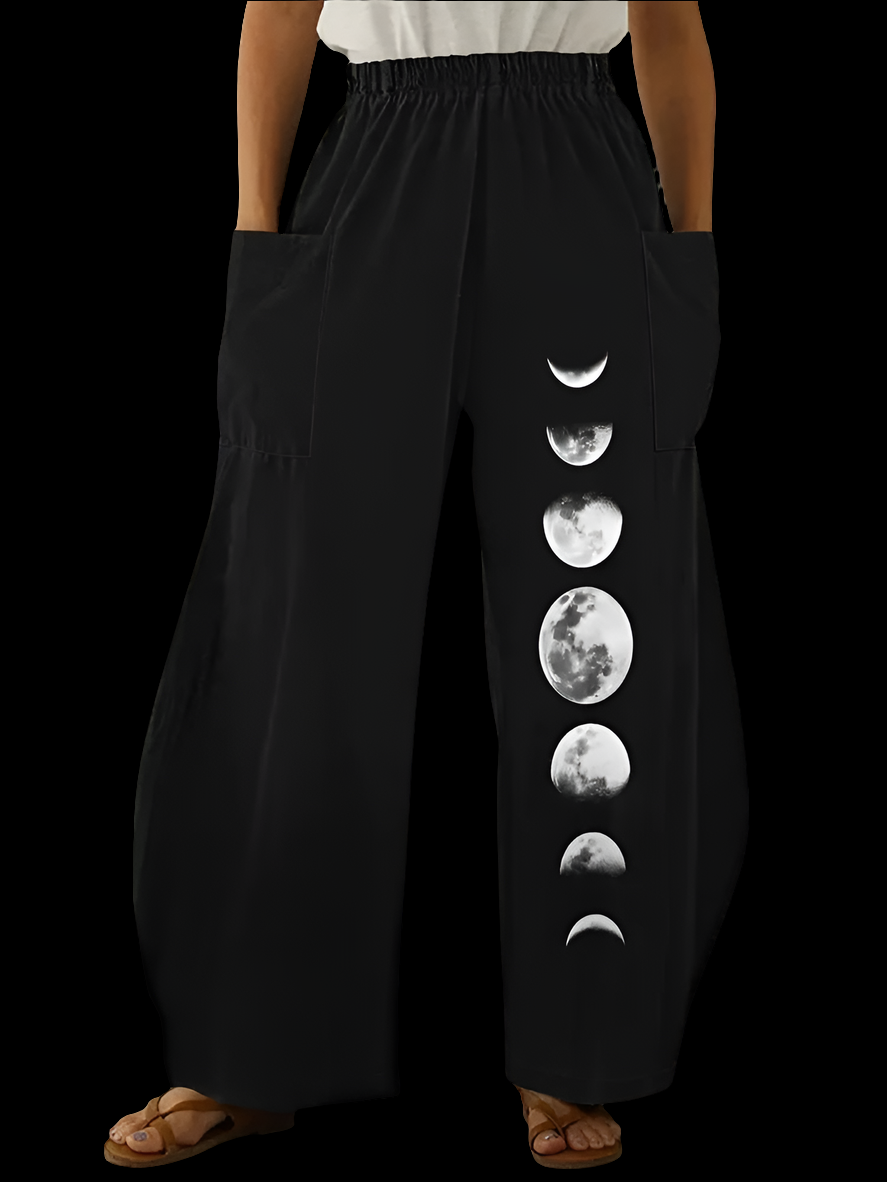 Elegant Cosmic Abstract Wide-Leg Trousers – Unisex Fashion Collection - ALOE WINGS STORE