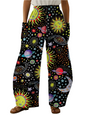 Elegant Cosmic Abstract Wide-Leg Trousers – Unisex Fashion Collection - ALOE WINGS STORE