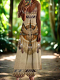 Indian Owl Totem Print Sleeveless V-Neck Long Dress Collection for Women - ALOE WINGS STORE