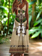 Indian Owl Totem Print Sleeveless V-Neck Long Dress Collection for Women - ALOE WINGS STORE