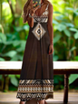 Indian Owl Totem Print Sleeveless V-Neck Long Dress Collection for Women - ALOE WINGS STORE