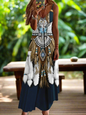Indian Owl Totem Print Sleeveless V-Neck Long Dress Collection for Women - ALOE WINGS STORE