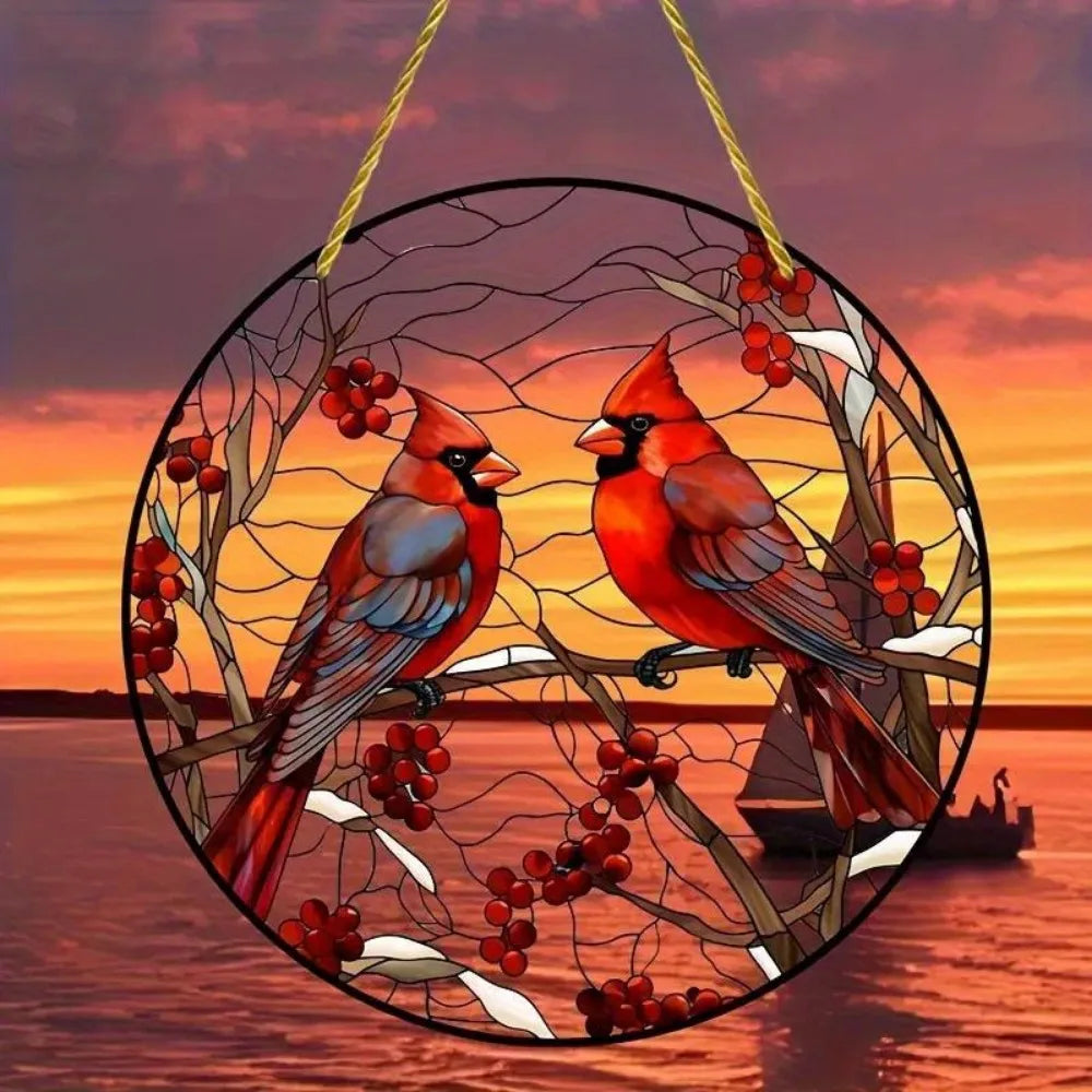 Vibrant Cardinal Bird Sun Catcher – Colourful Acrylic Window Ornaments - ALOE WINGS STORE