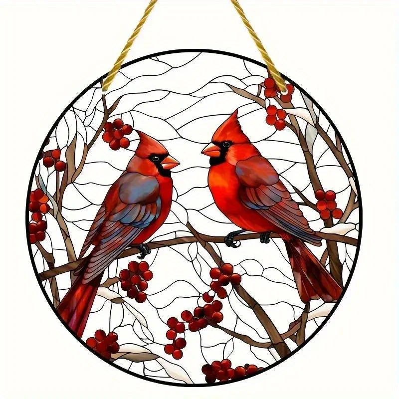Vibrant Cardinal Bird Sun Catcher – Colourful Acrylic Window Ornaments - ALOE WINGS STORE