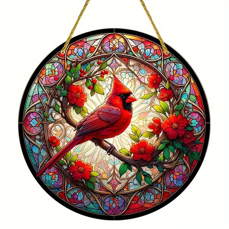 Vibrant Cardinal Bird Sun Catcher – Colourful Acrylic Window Ornaments - ALOE WINGS STORE