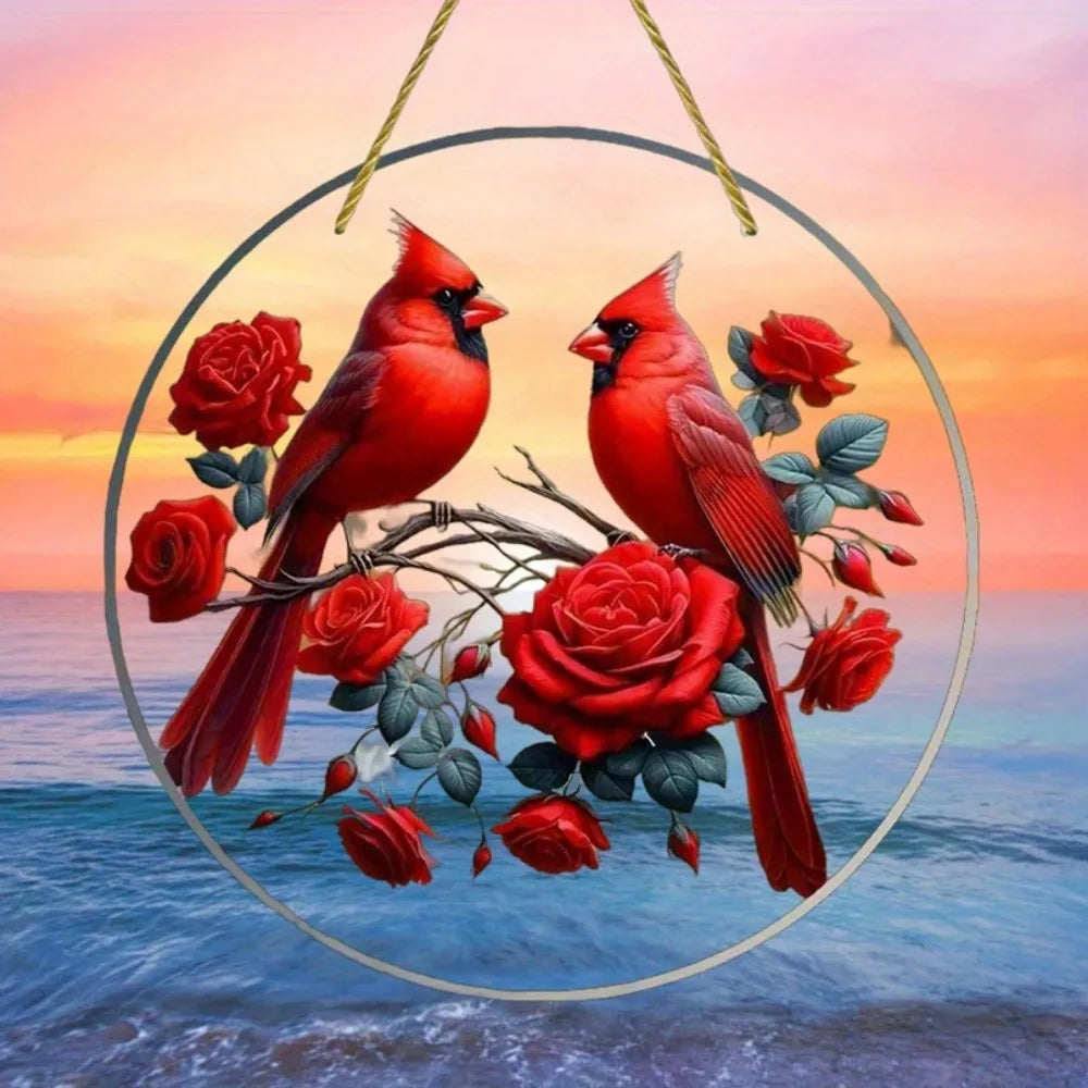 Vibrant Cardinal Bird Sun Catcher – Colourful Acrylic Window Ornaments - ALOE WINGS STORE