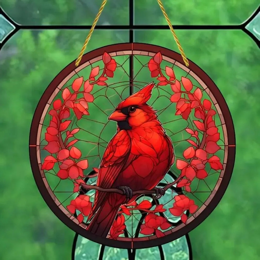 Vibrant Cardinal Bird Sun Catcher – Colourful Acrylic Window Ornaments - ALOE WINGS STORE
