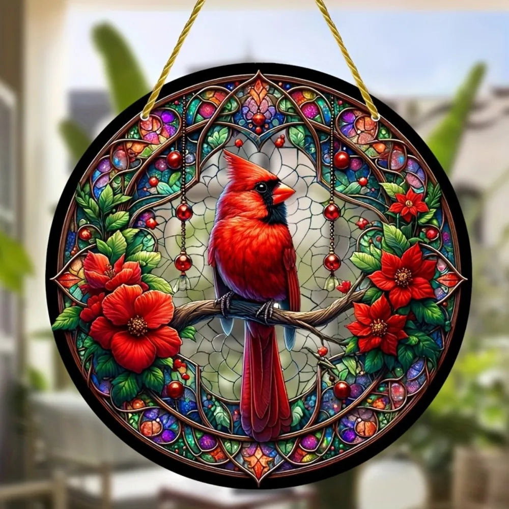 Vibrant Cardinal Bird Sun Catcher – Colourful Acrylic Window Ornaments - ALOE WINGS STORE