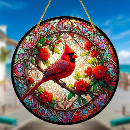 Vibrant Cardinal Bird Sun Catcher – Colourful Acrylic Window Ornaments - ALOE WINGS STORE