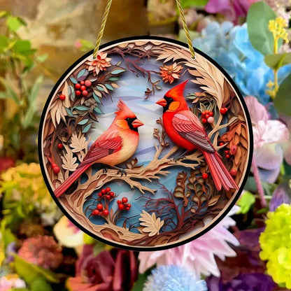 Vibrant Cardinal Bird Sun Catcher – Colourful Acrylic Window Ornaments - ALOE WINGS STORE