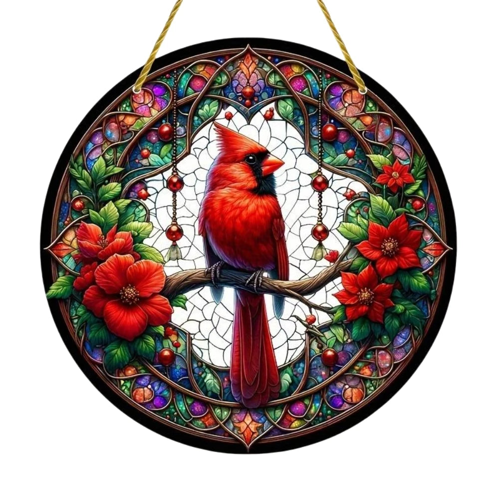 Vibrant Cardinal Bird Sun Catcher – Colourful Acrylic Window Ornaments - ALOE WINGS STORE