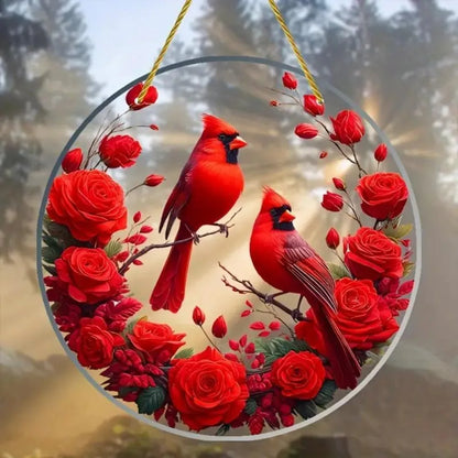 Vibrant Cardinal Bird Sun Catcher – Colourful Acrylic Window Ornaments - ALOE WINGS STORE