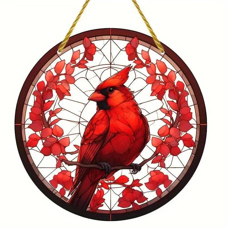 Vibrant Cardinal Bird Sun Catcher – Colourful Acrylic Window Ornaments - ALOE WINGS STORE