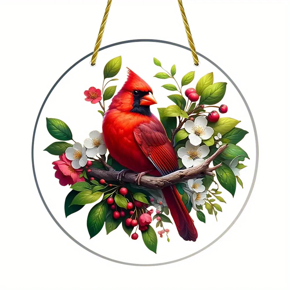 Vibrant Cardinal Bird Sun Catcher – Colourful Acrylic Window Ornaments - ALOE WINGS STORE