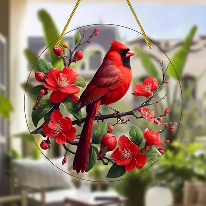 Vibrant Cardinal Bird Sun Catcher – Colourful Acrylic Window Ornaments - ALOE WINGS STORE