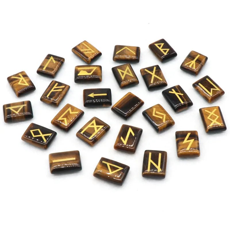 25 Healing Crystals Stone Viking Runes Set SELECTION - ALOE WINGS STORE