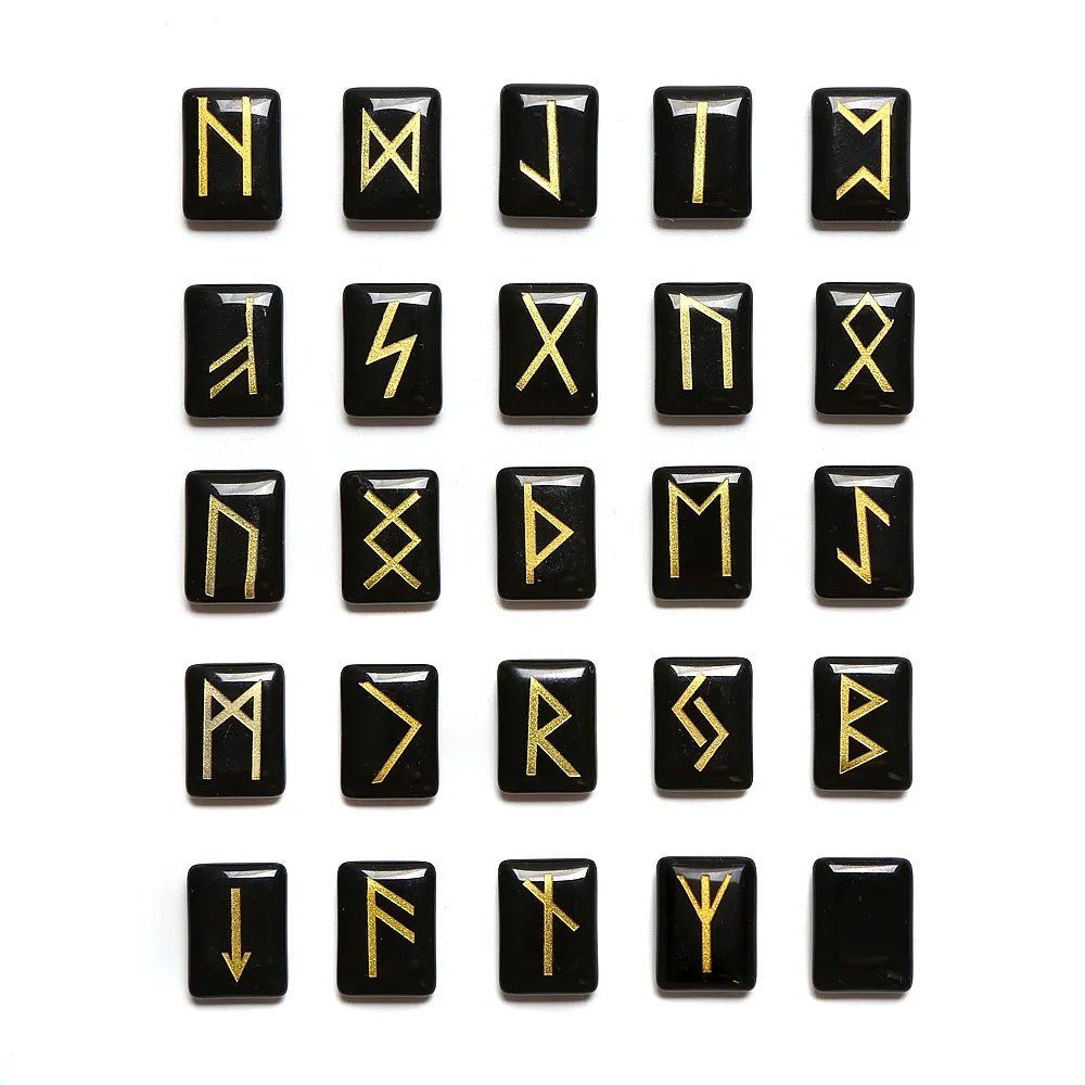 25 Healing Crystals Stone Viking Runes Set SELECTION - ALOE WINGS STORE