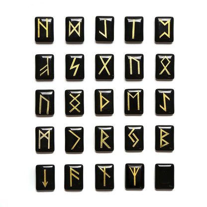 25 Healing Crystals Stone Viking Runes Set SELECTION - ALOE WINGS STORE