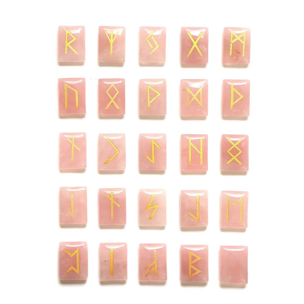25 Healing Crystals Stone Viking Runes Set SELECTION - ALOE WINGS STORE