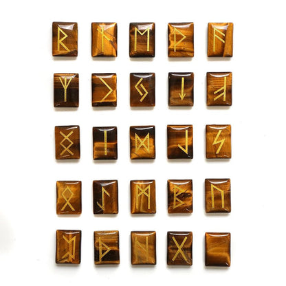 25 Healing Crystals Stone Viking Runes Set SELECTION - ALOE WINGS STORE