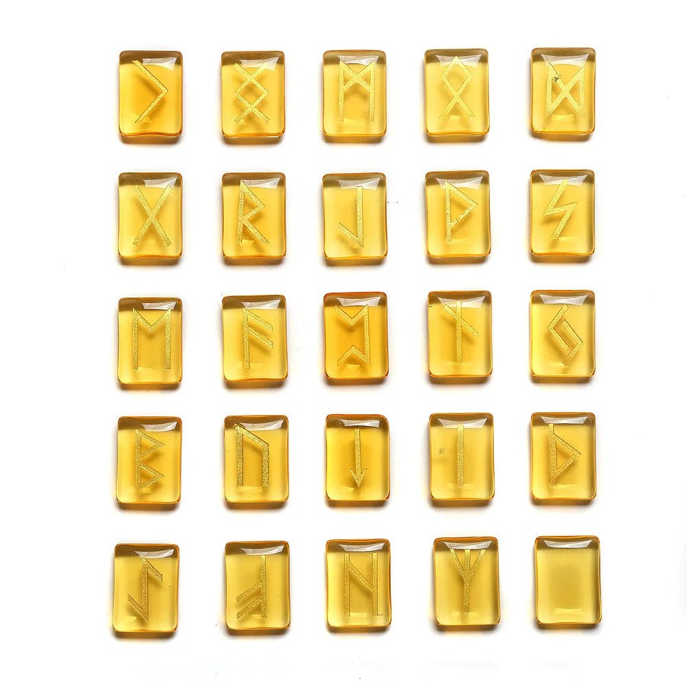 25 Healing Crystals Stone Viking Runes Set SELECTION - ALOE WINGS STORE