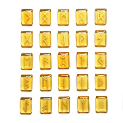 25 Healing Crystals Stone Viking Runes Set SELECTION - ALOE WINGS STORE