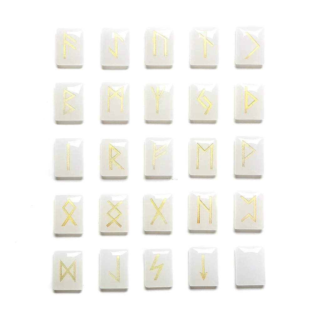 25 Healing Crystals Stone Viking Runes Set SELECTION - ALOE WINGS STORE