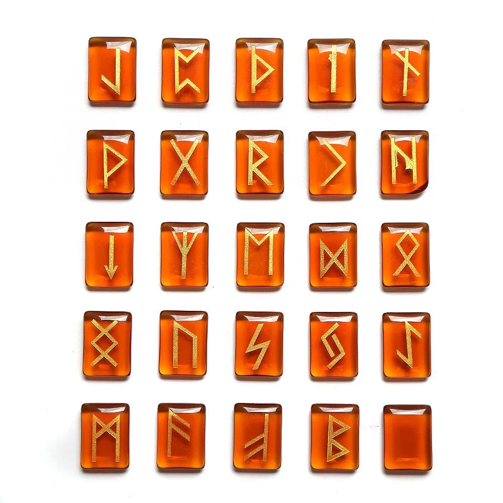 25 Healing Crystals Stone Viking Runes Set SELECTION - ALOE WINGS STORE