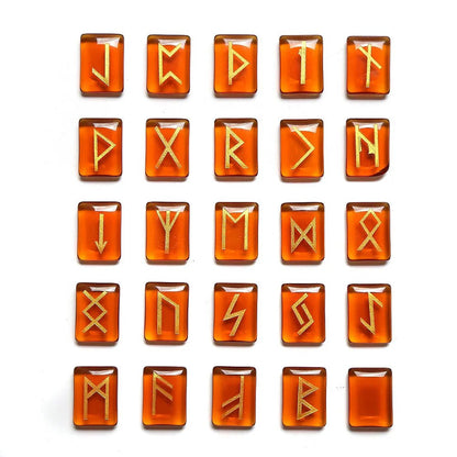 25 Healing Crystals Stone Viking Runes Set SELECTION - ALOE WINGS STORE
