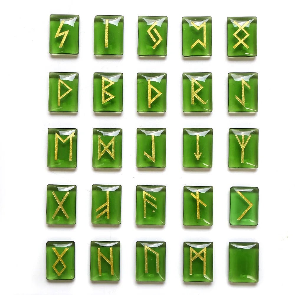 25 Healing Crystals Stone Viking Runes Set SELECTION - ALOE WINGS STORE