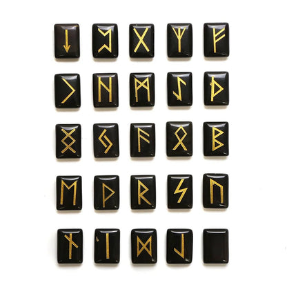 25 Healing Crystals Stone Viking Runes Set SELECTION - ALOE WINGS STORE