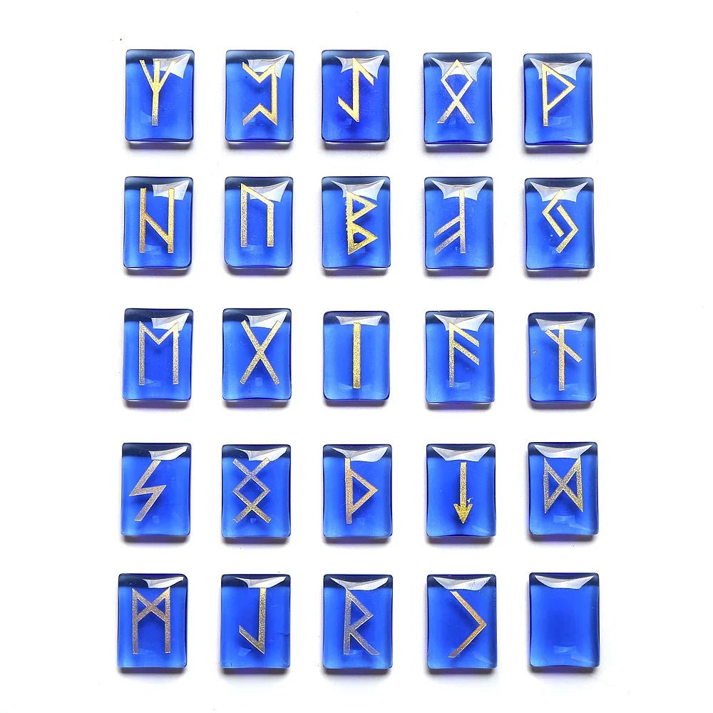 25 Healing Crystals Stone Viking Runes Set SELECTION - ALOE WINGS STORE
