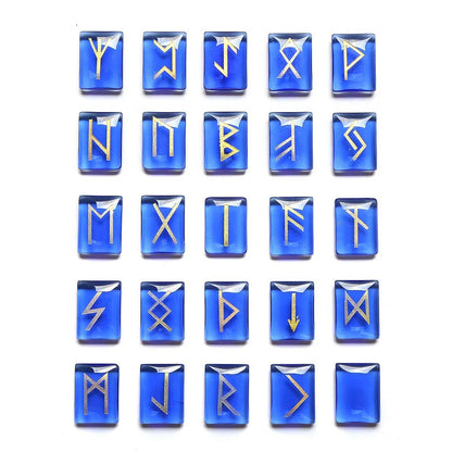 25 Healing Crystals Stone Viking Runes Set SELECTION - ALOE WINGS STORE