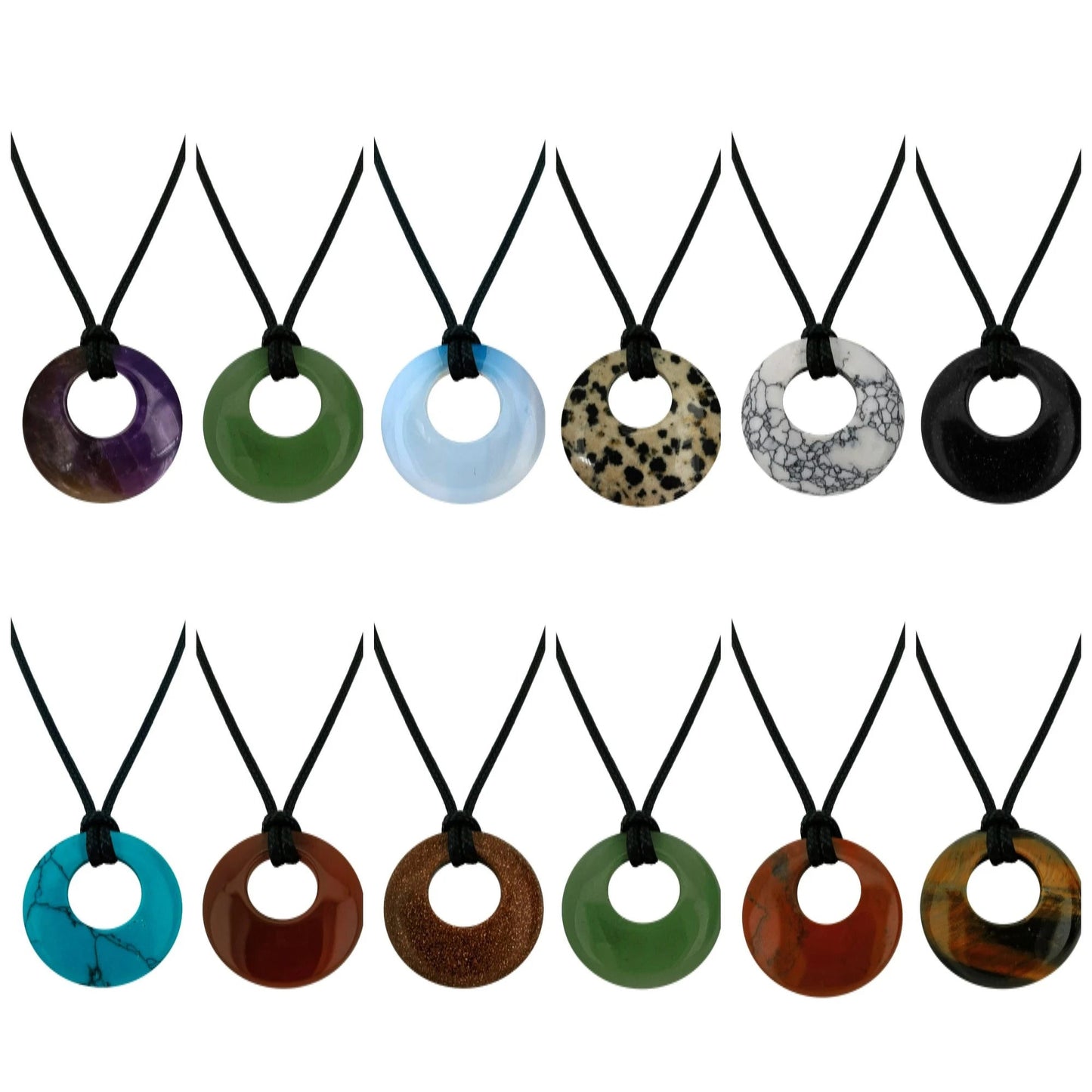 28mm Donut Shaped Healing Semi-precious Crystals Necklace - ALOE WINGS STORE