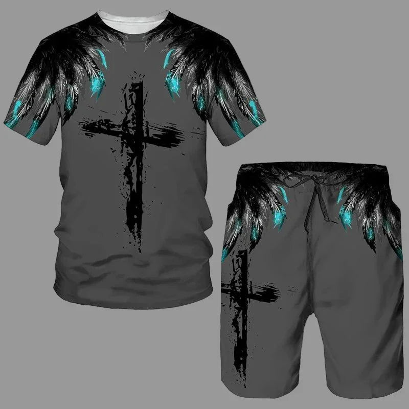 Lion Style Shorts and T-Shirt Set - 3XL