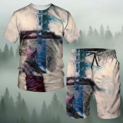 Lion Style Shorts and T-Shirt Set - 3XL
