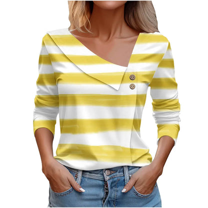 Floral Women's Top – Skew Neckline with Quarter-Length Sleeves