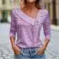 Floral Women's Top – Skew Neckline with Quarter-Length Sleeves