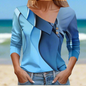 Floral Women's Top – Skew Neckline with Quarter-Length Sleeves