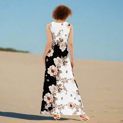 Sleeveless V-Neck Floral Dress with Pocket Skirt Collection - ALOE WINGS STORE