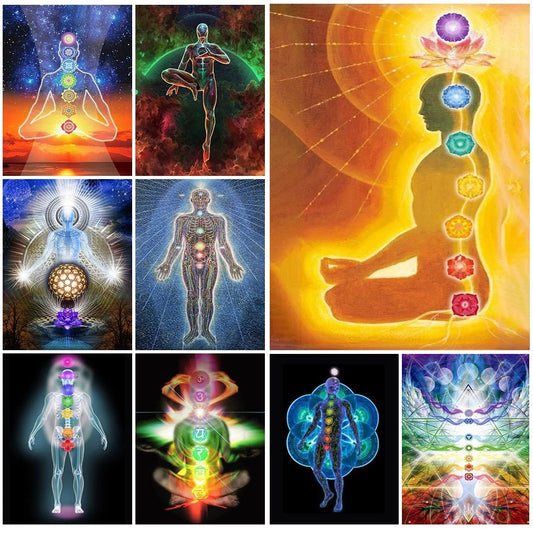Yoga Chakras Kundalini Energy Self-Motivation Unframed Canva Wall Hanging SELECTION - ALOE WINGS STORE