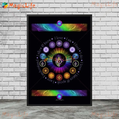 Yoga Chakras Kundalini Energy Self-Motivation Unframed Canva Wall Hanging SELECTION - ALOE WINGS STORE
